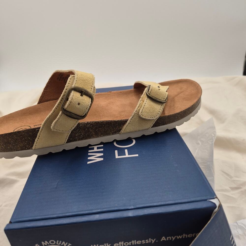 NEW White Mountain Harley Footbed Sandals two-band design cream leather Size 11